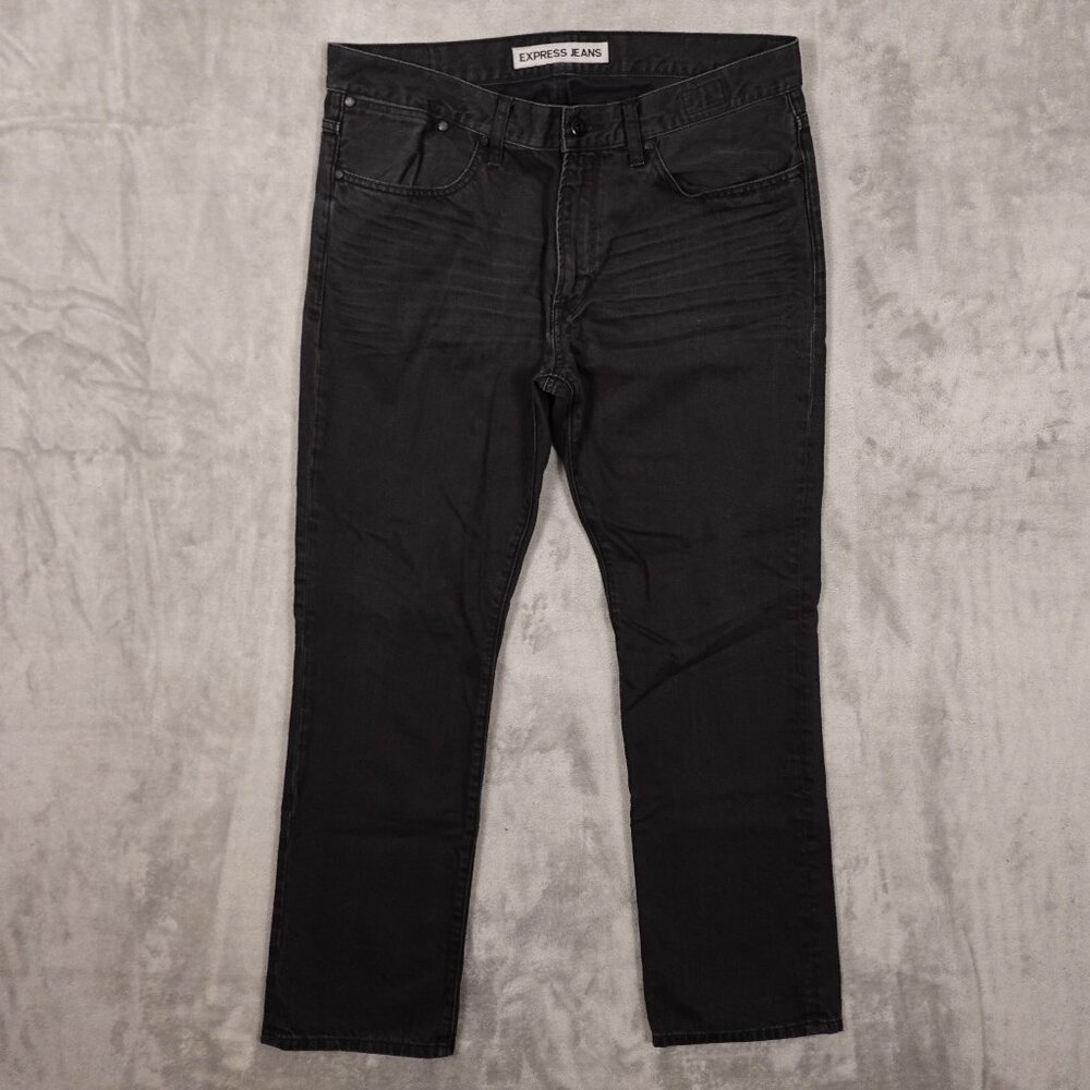 Express Kingston Straight Leg Jeans‎ Men’s 36x32 Black Classic Fit Denim